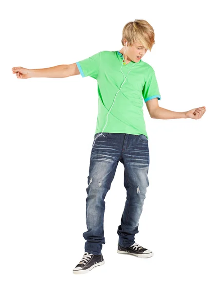 Teenage boy playing air guitar — Stock Photo, Image