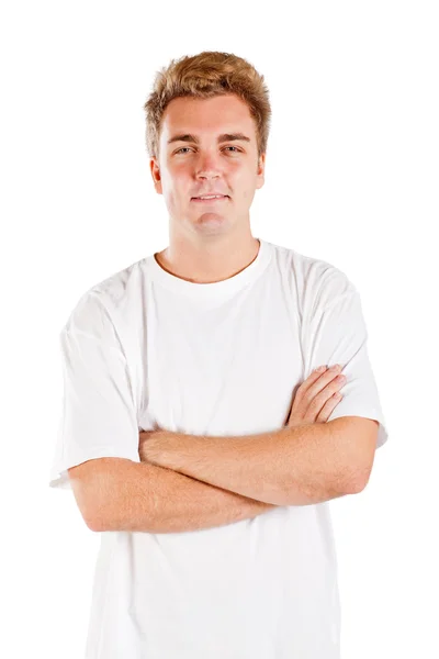 Νεαρός άνδρας που απομονώνονται σε λευκό — Φωτογραφία Αρχείου