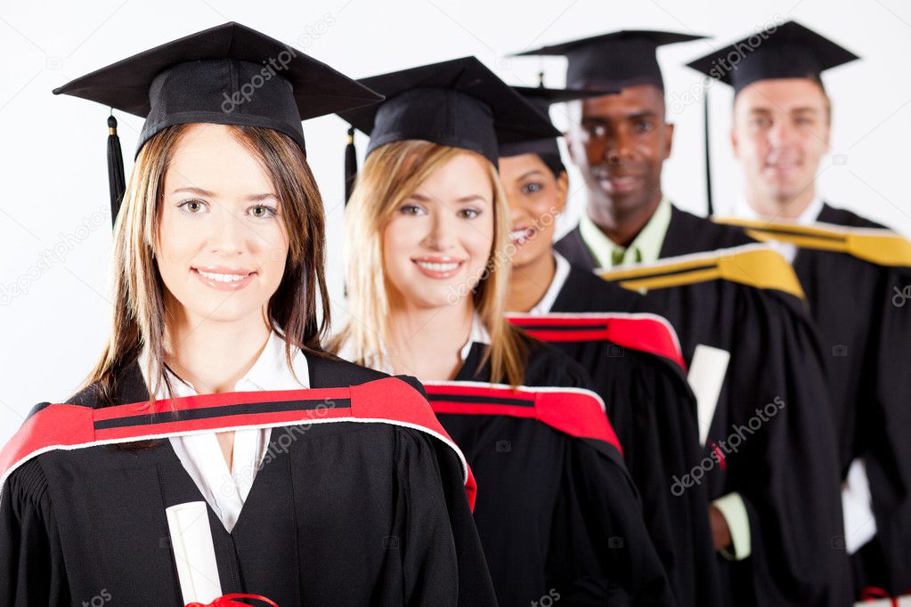 Group of multiracial graduates