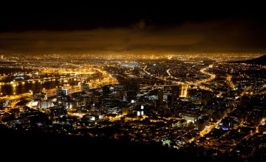 Night scene of Cape Town clipart