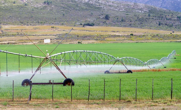 Sistema de irrigação no campo agrícola — Fotografia de Stock