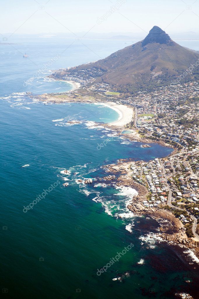 Overhead view of coast of South Africa