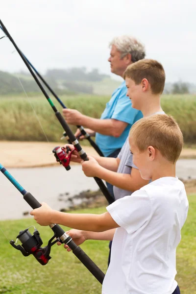 Fishing with grandpa — Stock Photo, Image