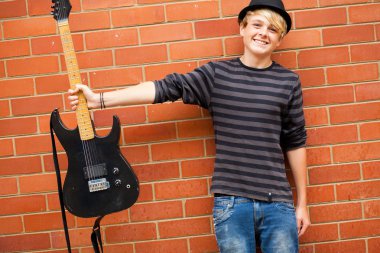 Cute teen musician clipart