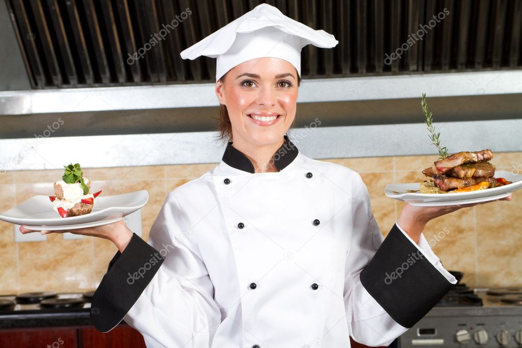 Female chef holding food — Stock Photo © michaeljung #10674553