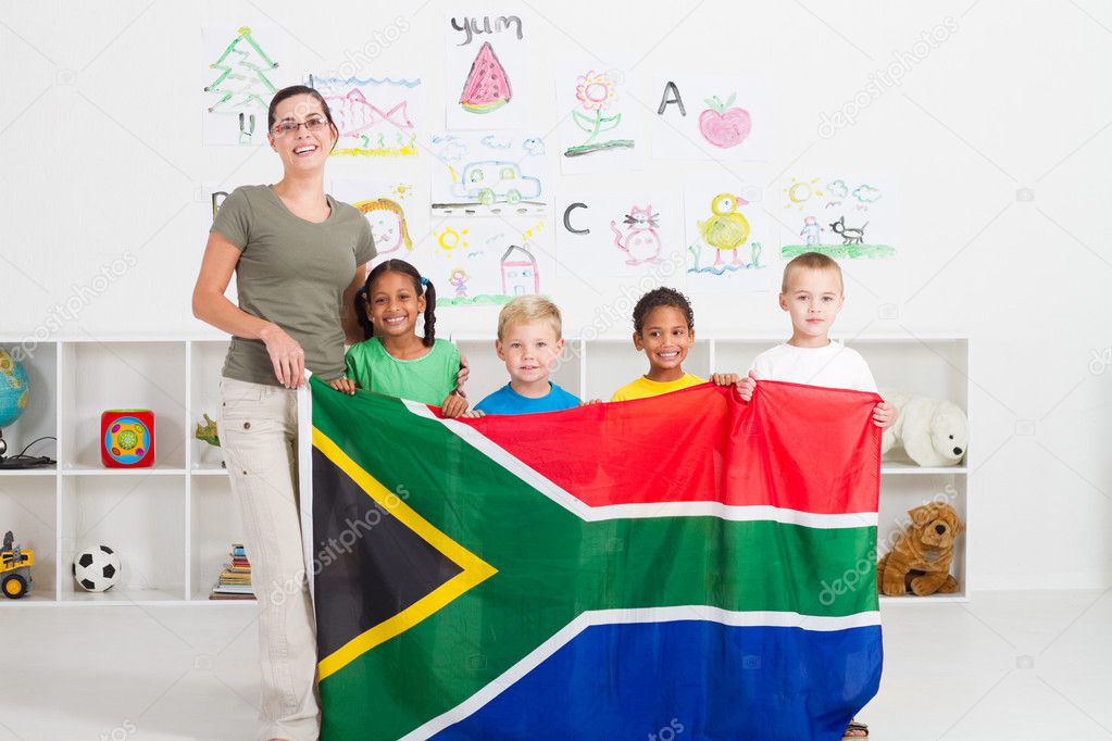 South african kindergarten teahcer and students