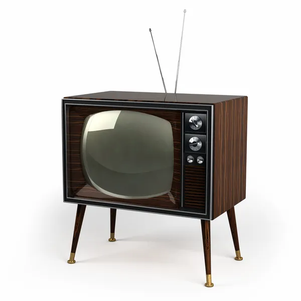 木製のベニヤ ビンテージ テレビ — ストック写真