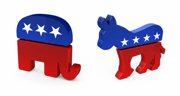 Demokrat ve Cumhuriyetçi eşek fil — Stok fotoğraf