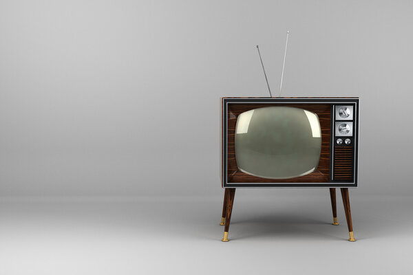 Винтажный телевизор из деревянного шпона
