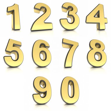 Metal numbers set clipart