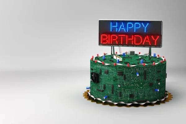 De cake van de kindverjaardag voor geeks — Stockfoto