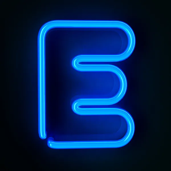 Lettera segno al neon E — Foto Stock