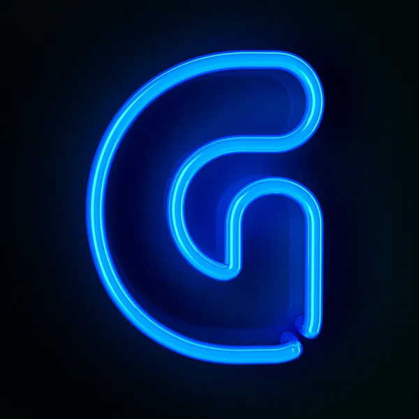Неоновый знак буквы G — стоковое фото