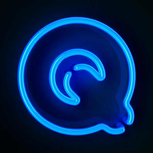Neon znak litera q — Zdjęcie stockowe