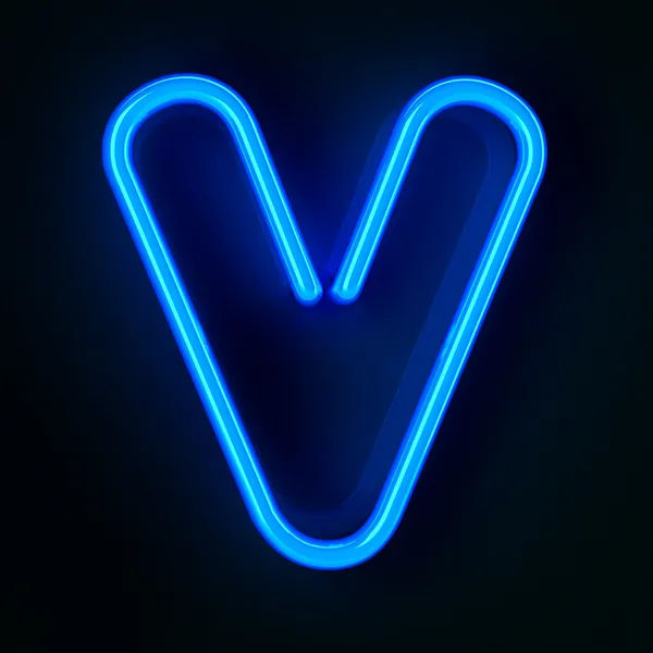 Neon segno lettera V — Foto Stock