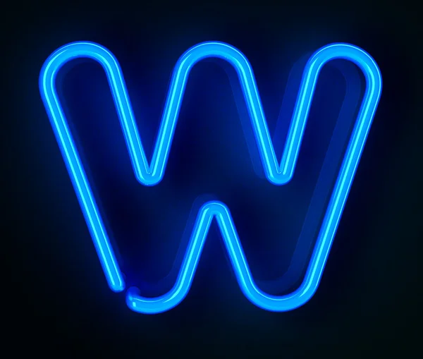 Carta de sinal de néon W — Fotografia de Stock