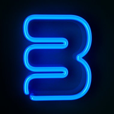 Neon Sign Number Three clipart