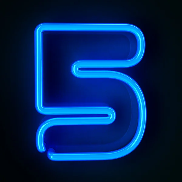 Neon Sign Number Five — Stock Photo, Image