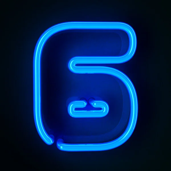 Neon Sign Number Six — Stock Photo, Image