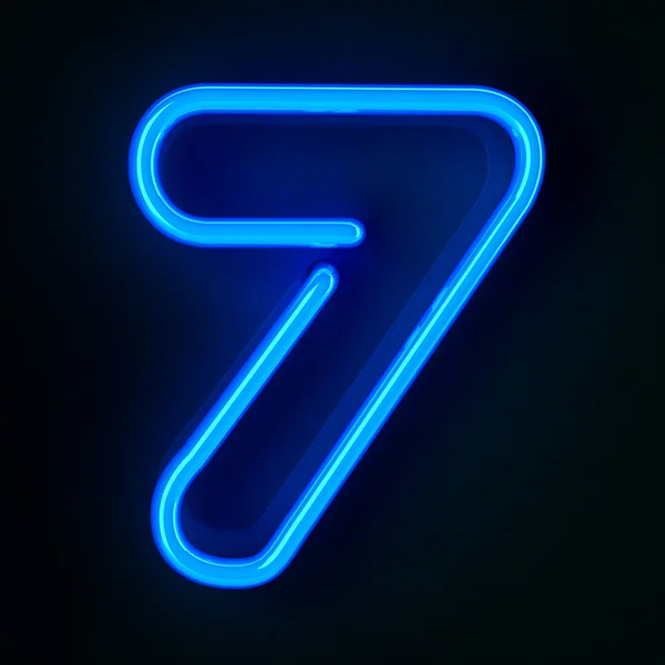 Neonový nápis číslo sedm — Stock fotografie
