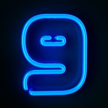 Neon Sign Number Nine clipart