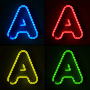 Neon Sign Letter A clipart