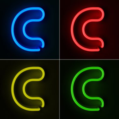 Neon Sign Letter C clipart