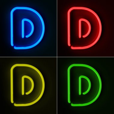 Neon Sign Letter D clipart