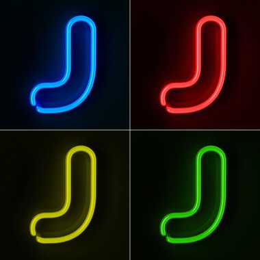 Neon Sign Letter J clipart