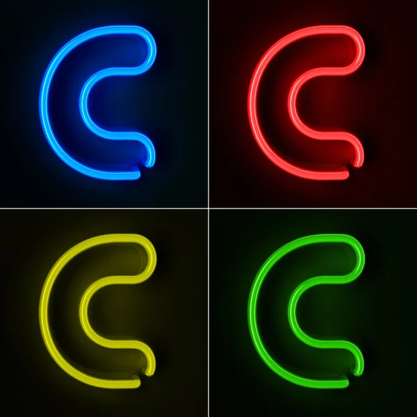 Neon Sign-C betű — Stock Fotó