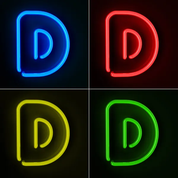 Neon Sign-D betű — Stock Fotó