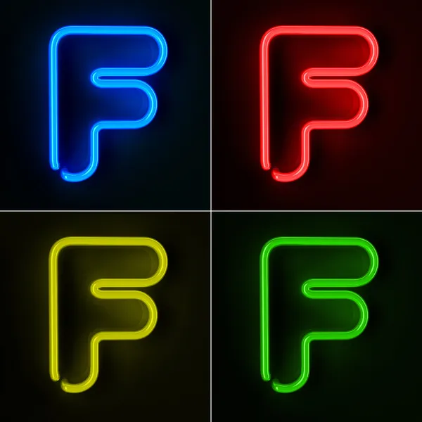 Neon teken brief f — Stockfoto