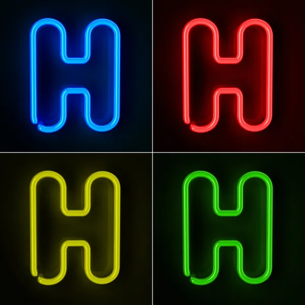 Neon segno lettera H — Foto Stock