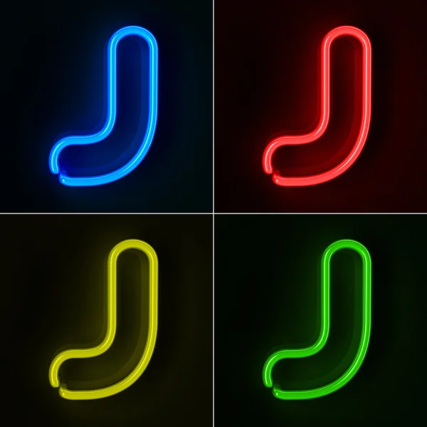 Neon znak litera j — Zdjęcie stockowe