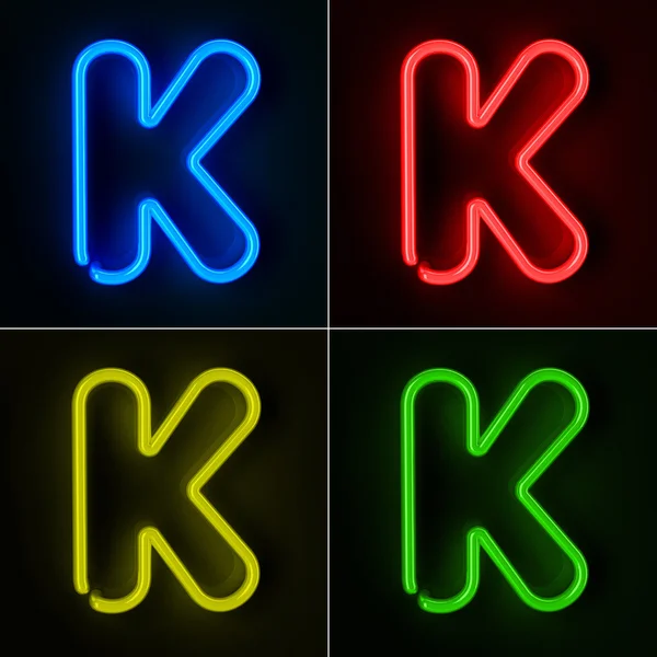 Neon znak litera k — Zdjęcie stockowe