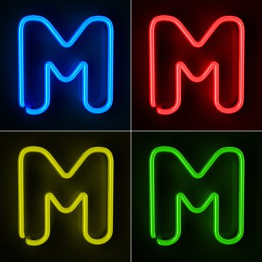 Neon Sign Letter M clipart