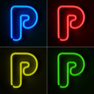 Neon Sign Letter P clipart