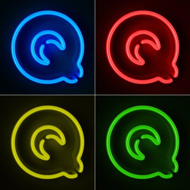 Neon Sign Letter Q clipart