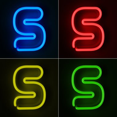 Neon Sign Letter S clipart