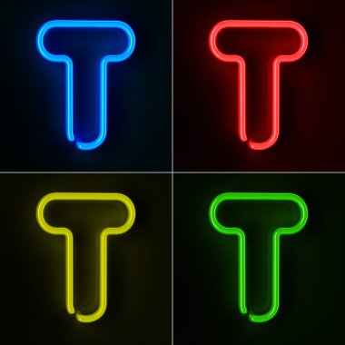 Neon Sign Letter T clipart