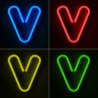 Neon Sign Letter V clipart