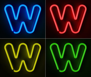 Neon Sign Letter W clipart