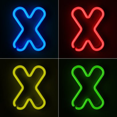 Neon Sign Letter X clipart