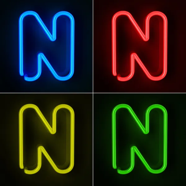 Neonový nápis písmeno n — Stock fotografie