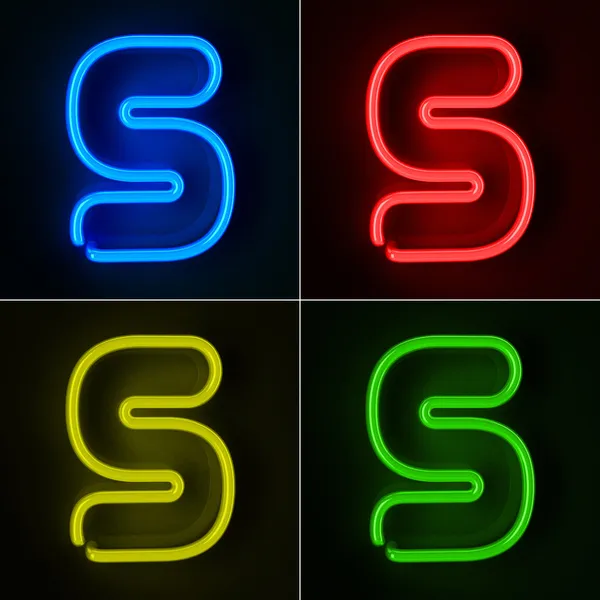 Neon segno lettera S — Foto Stock