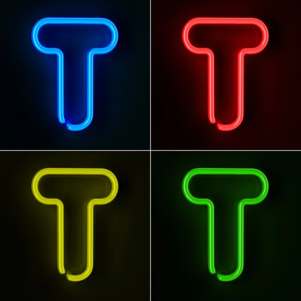 Neon işareti mektup t — Stok fotoğraf
