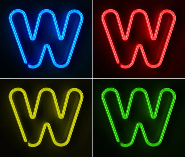 Neon Sign betű W — Stock Fotó