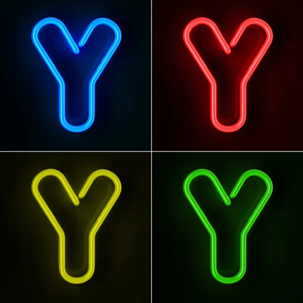 Neon znak litera y — Zdjęcie stockowe
