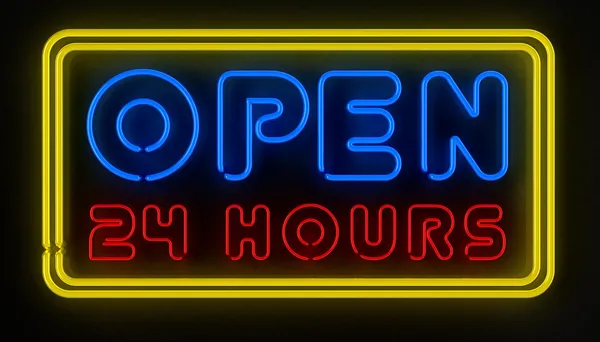 Open 24 Hours Sign — Stock Photo, Image
