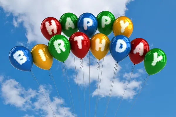 Balões de aniversário feliz — Fotografia de Stock